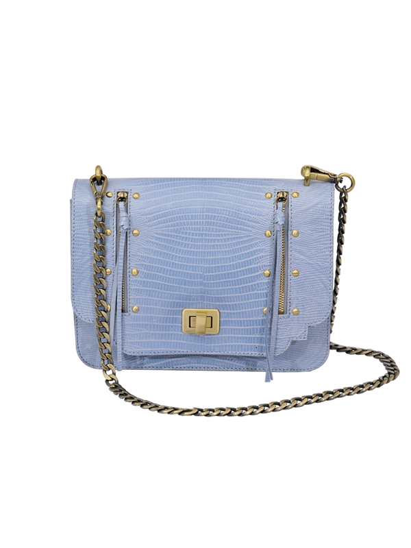 Empire Flap Bag with Brass Chain - Pale Blue